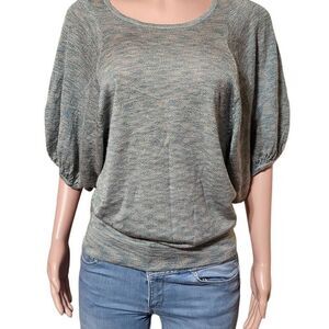 Scenario Rayon blend round neck lantern sleeve multiple color tunic top M